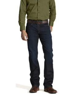 Ariat Men's M5 Rebar Dark Wash Low Rise Straight Work Jeans -Fashion Store 010J19 N9 P2