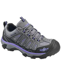 Nautilus Women's Gray And Purple Waterproof Low-Top Work Shoes - Steel Toe