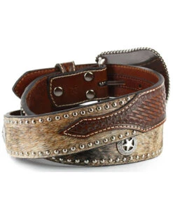 Nocona Men's Hair-On-Hide Star Concho Belt -Fashion Store 1202N9 22 D2