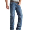 Ariat Men's FR M3 Medium Wash Loose Basic Stackable Straight Leg Jean - Big -Fashion Store 2000173314 020 P1