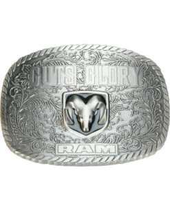 Western Express Men's Silver Guts Glory Ram Belt Buckle