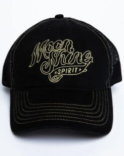 Moonshine Spirit Men's White On Black Logo Print Mesh Ball Cap -Fashion Store 2000291209 001 P4