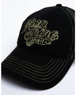 Moonshine Spirit Men's White On Black Logo Print Mesh Ball Cap -Fashion Store 2000291209 001 P6