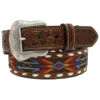 Nocona Men's Buck Laced Ribbon Inlay Western Belt -Fashion Store 2000332251 900 P1