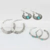 Prime Time Jewelry Women's 3-piece Silver & Turquoise Hoop And Dangle Earrings Set -Fashion Store 2000333939 040 P1