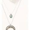 Prime Time Jewelry Women's Silver Crescent Horn & Turquoise Pendant Layered Necklace Set -Fashion Store 2000334007 040 P1