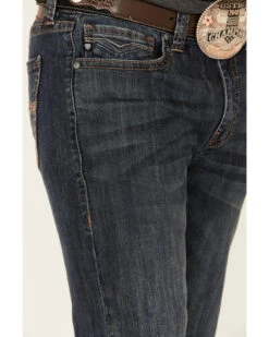 Rock & Roll Denim Men's Dark Vintage Double Barrel Stretch Relaxed Straight Jeans -Fashion Store 2000334315 400 P4