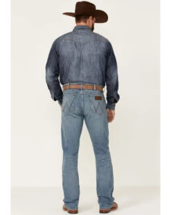 Wrangler Retro Premium Men's Eagleton Light Wash Stretch Slim Bootcut Jeans -Fashion Store 2000342288 400 P3