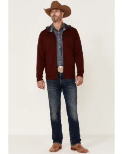 Hooey Men's Maroon Light Weight Logo Zip Hooded Jacket -Fashion Store 2000342376 640 P2