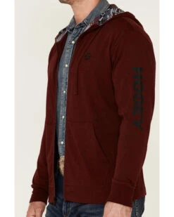 Hooey Men's Maroon Light Weight Logo Zip Hooded Jacket -Fashion Store 2000342376 640 P3