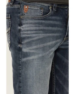 Moonshine Spirit Men's Diamond Hitch Medium Dark Wash Stretch Slim Straight Jeans -Fashion Store 2000351731 400 P3