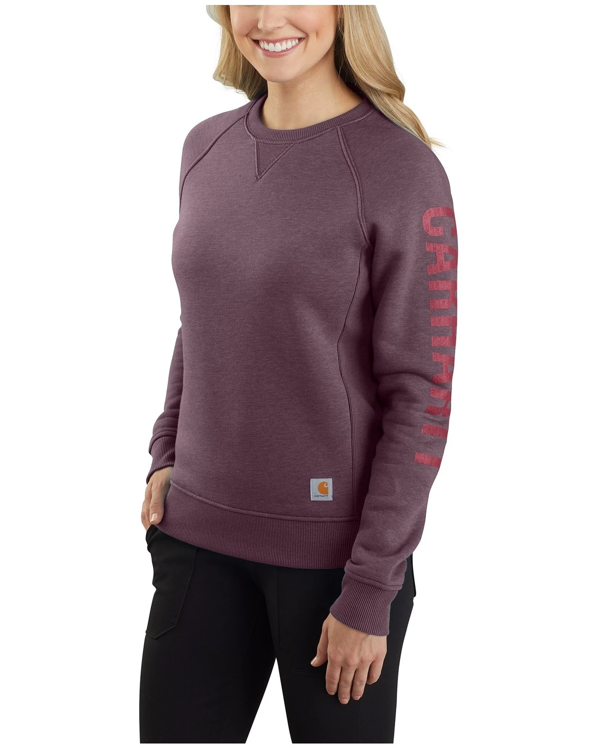 Carhartt Women's Relaxed Fit Midweight Crewneck Block Logo Sleeve Graphic Sweatshirt 3 Carhartt Women's Relaxed Fit Midweight Crewneck Block Logo Sleeve Graphic Sweatshirt