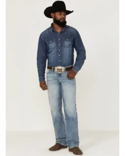 Cinch Men' Grant Light Stonewash Performance Bootcut Jeans