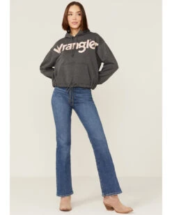 Wrangler Women's Charcoal Rose Logo Cropped Hoodie 9 Wrangler Women's Charcoal Rose Logo Cropped Hoodie -Fashion Store 2000358082 022 P4