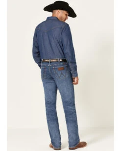 Wrangler Retro Green Men's Brierley Light Medium Wash Stretch Slim Straight Jeans -Fashion Store 2000359722 413 P3