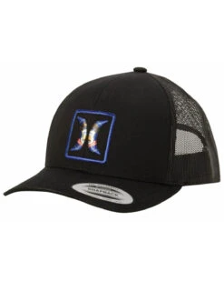 Hurley Men's Black On Black Utah Embroidered Logo Mesh-Back Trucker Hat