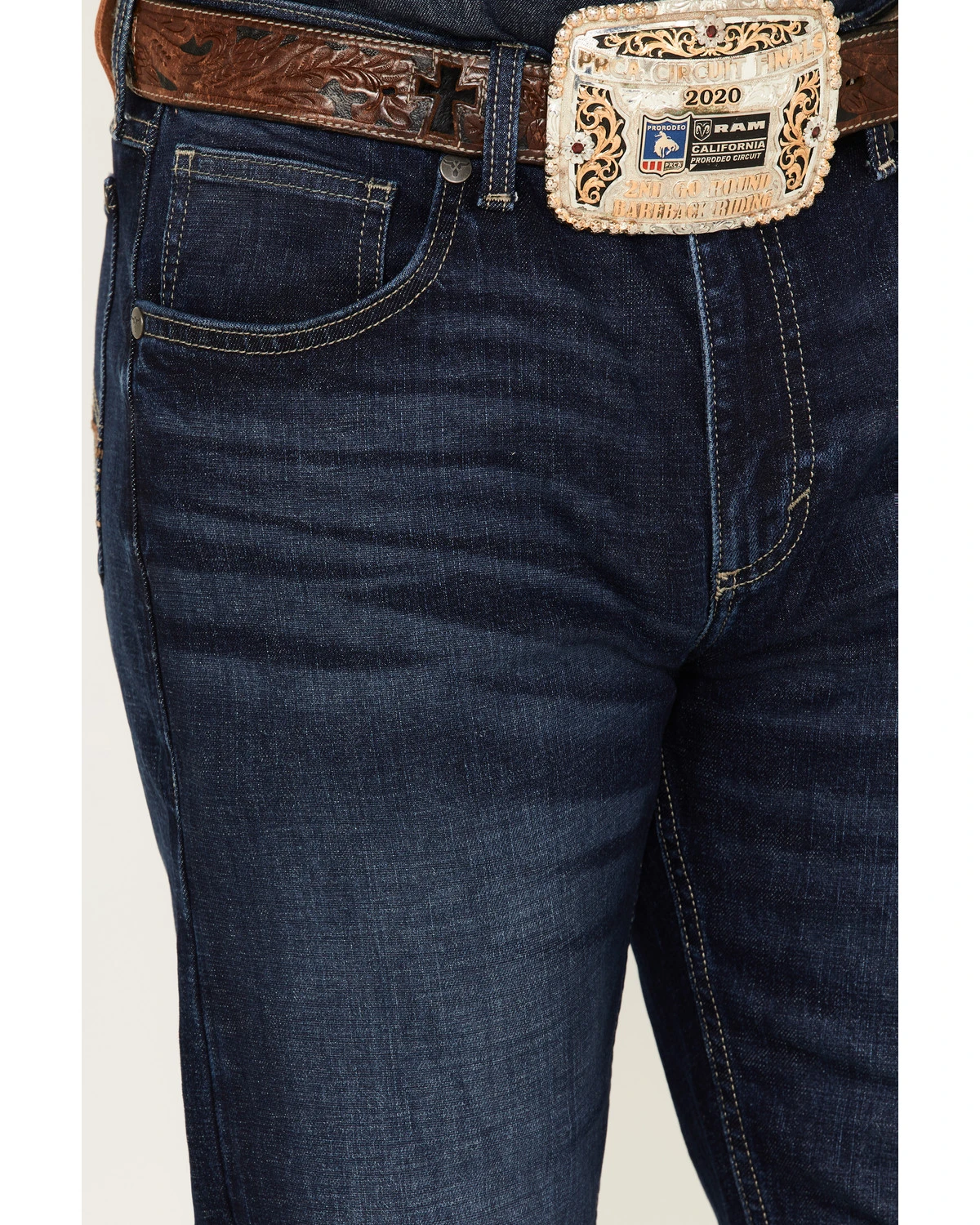 Wrangler 20X Men's Dawn Dark Wash Stretch Slim Straight Jeans - Long 4 Wrangler 20X Men's Dawn Dark Wash Stretch Slim Straight Jeans - Long - Image 2