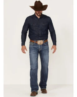 Rock & Roll Denim Men's Dark Wash Double Barrel Stretch Relaxed Straight Jeans -Fashion Store 2000367642 201 P3