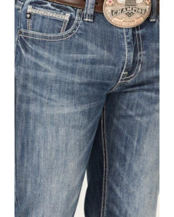 Rock & Roll Denim Men's Revolver Medium Wash Reflex Stretch Slim Straight Jeans -Fashion Store 2000367645 202 P4