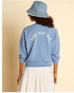 Billabong X Wrangler Women's On The Rise Surf City Graphic Sweatshirt -Fashion Store 2000368003 650 P3