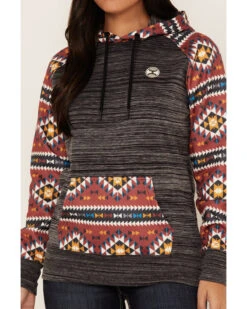 Hooey Women's Southwestern Contrast Print Summit Hoodie -Fashion Store 2000369085 022 P3