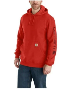Carhartt Men's Loose Fit Midweight Logo Sleeve Graphic Hooded Sweatshirt