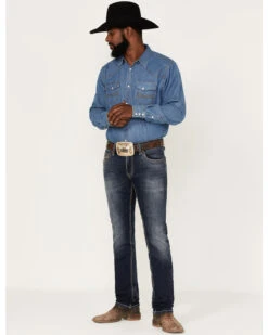 Rock & Roll Denim Men's Rifle Dark Wash Vintage Reflex Slim Stretch Skinny Jeans -Fashion Store 2000375489 416 P3