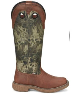 Justin Men's Rush Strike Camo Shaft Leather Pull On Snake Boots - Square Toe -Fashion Store 2000378668 340 P2