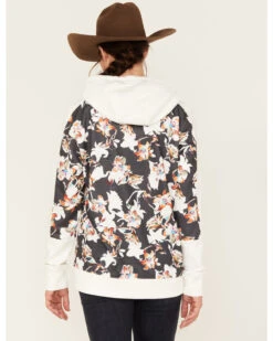 Hooey Women's Contrast Floral Print Hoodie -Fashion Store 2000378785 001 P4