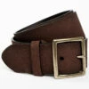 Brothers & Sons Men's Brown Brass Buckle & Roughout Leather Belt -Fashion Store 2000381515 200 P1