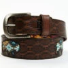 Red Dirt Hat Co. Men's Southwestern Print Buffalo Inlay Tooled Leather Belt -Fashion Store 2000382073 200 P1