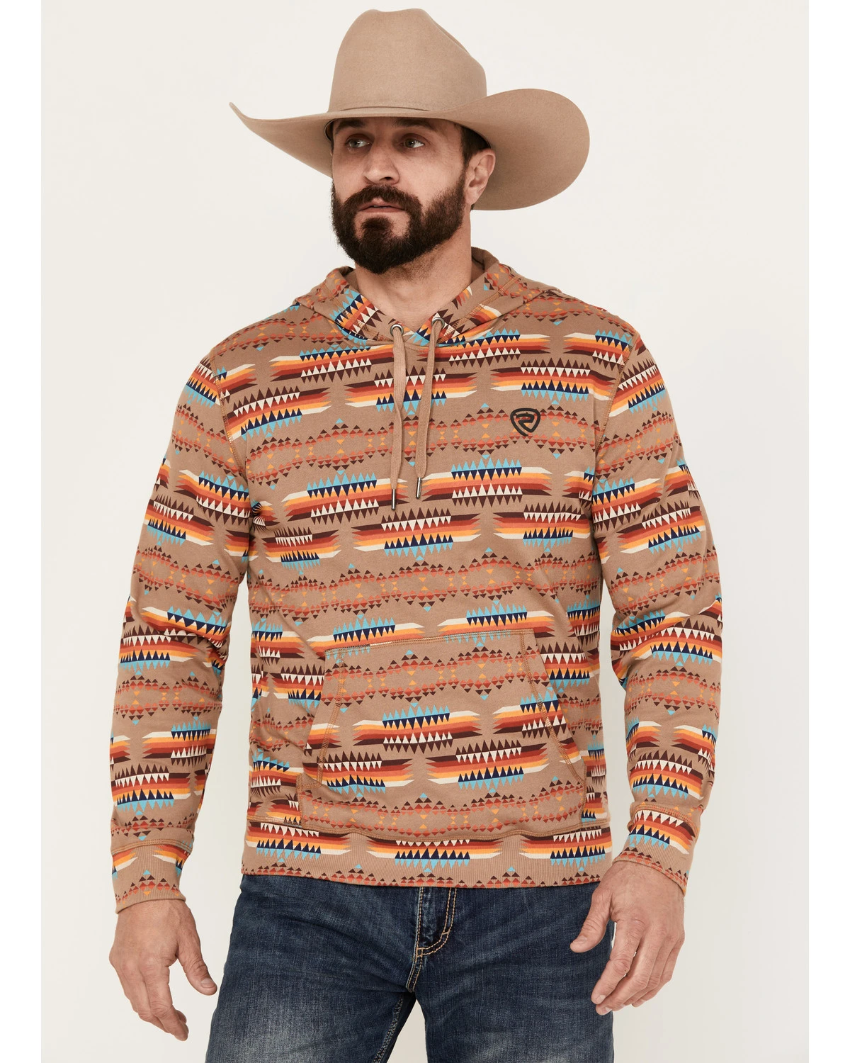 Rock & Roll Denim Men's Southwestern Print Hooded Sweatshirt 3 Rock & Roll Denim Men's Southwestern Print Hooded Sweatshirt