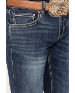 Rock & Roll Denim Men's Medium Wash Straight Reflex Denim Jeans -Fashion Store 2000386196 414 P4