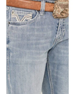 Rock & Roll Denim Men's Revolver Light Vintage Wash Slim Straight Reflex Denim Jeans -Fashion Store 2000386200 412 P4