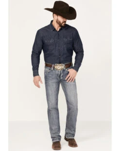 Rock & Roll Denim Men's Pistol Medium Vintage Wash Straight Leg Denim Jeans -Fashion Store 2000386204 414 P3