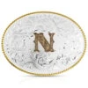 Montana Silversmiths Classic Western Oval Two-Tone Initial Belt Buckle - N -Fashion Store 2000396055 040 P1