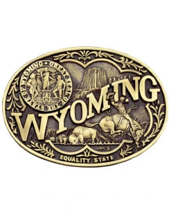 Montana Silversmiths Men's Wyoming State Heritage Attitude Belt Buckle